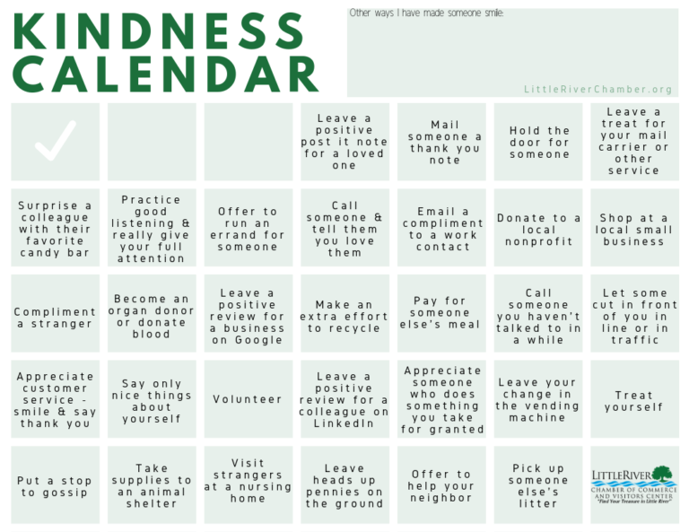 Kindness Calendar • Little River Chamber of Commerce